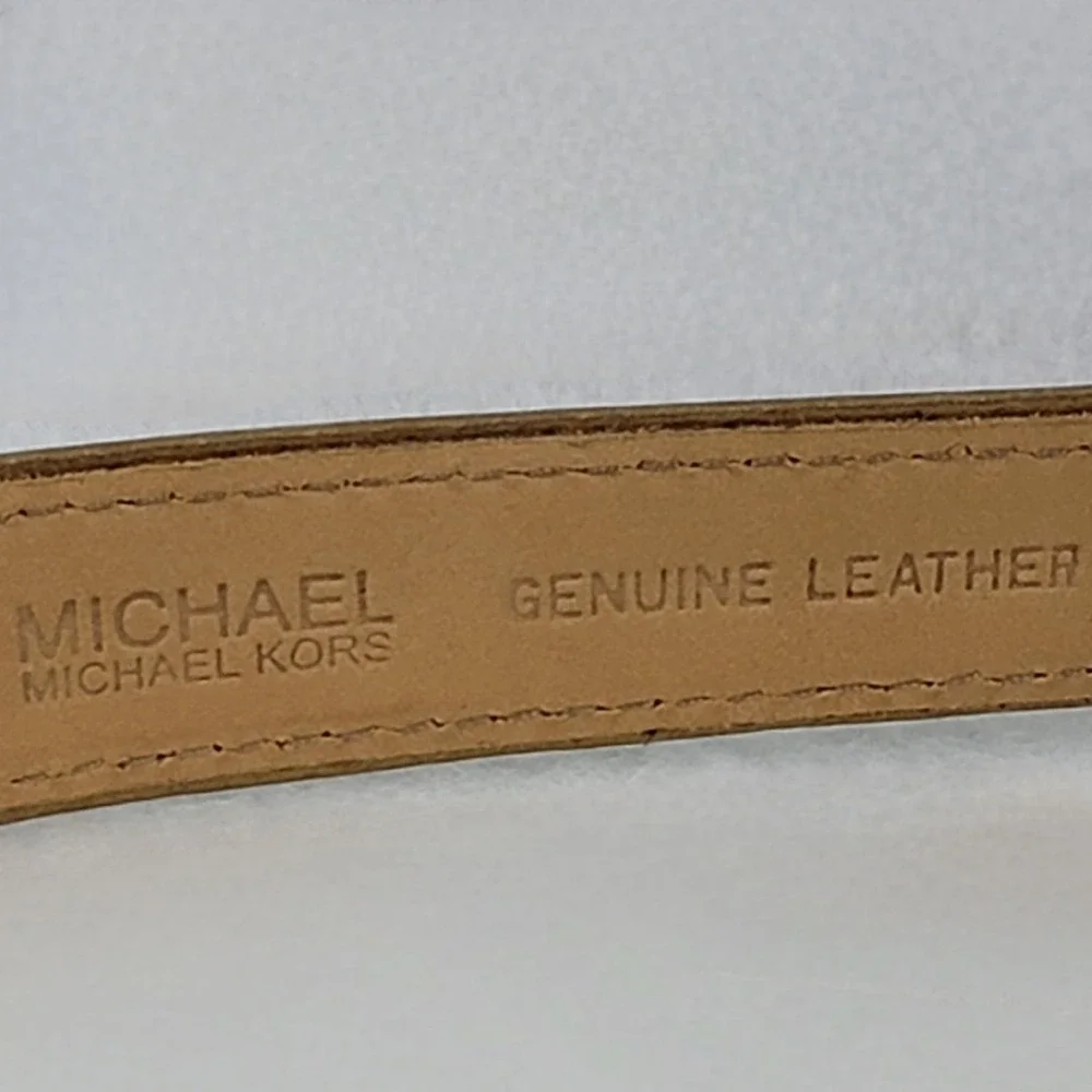 Michael Kors Womens Medium Brown Suede Gold Metallic Leather Belt Vintage 2002